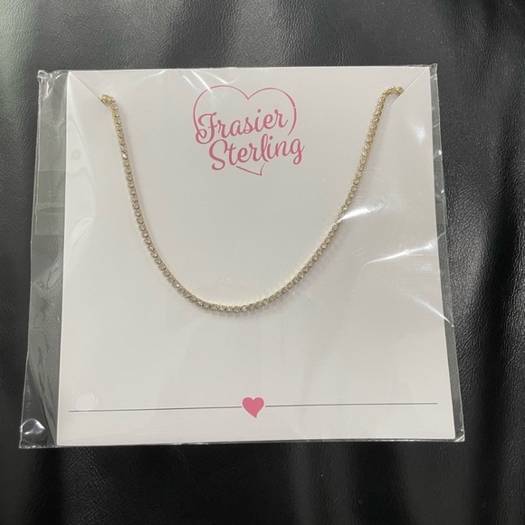 NWT Frasier Sterling As If gold cubic zirconia tennis adjustable choker necklace - Picture 12 of 13